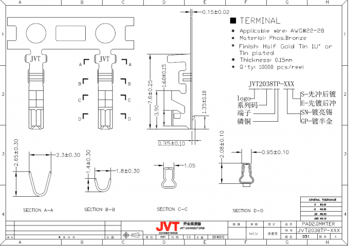 JVT PAD 2.0mm Double Row Wire to Board Crimp style Connector with Secure Locking Devices